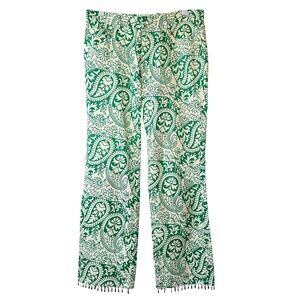 Ralph Lauren Black Label Paisley Beaded Hem Pants Size 8 Boho Resort Chic USA